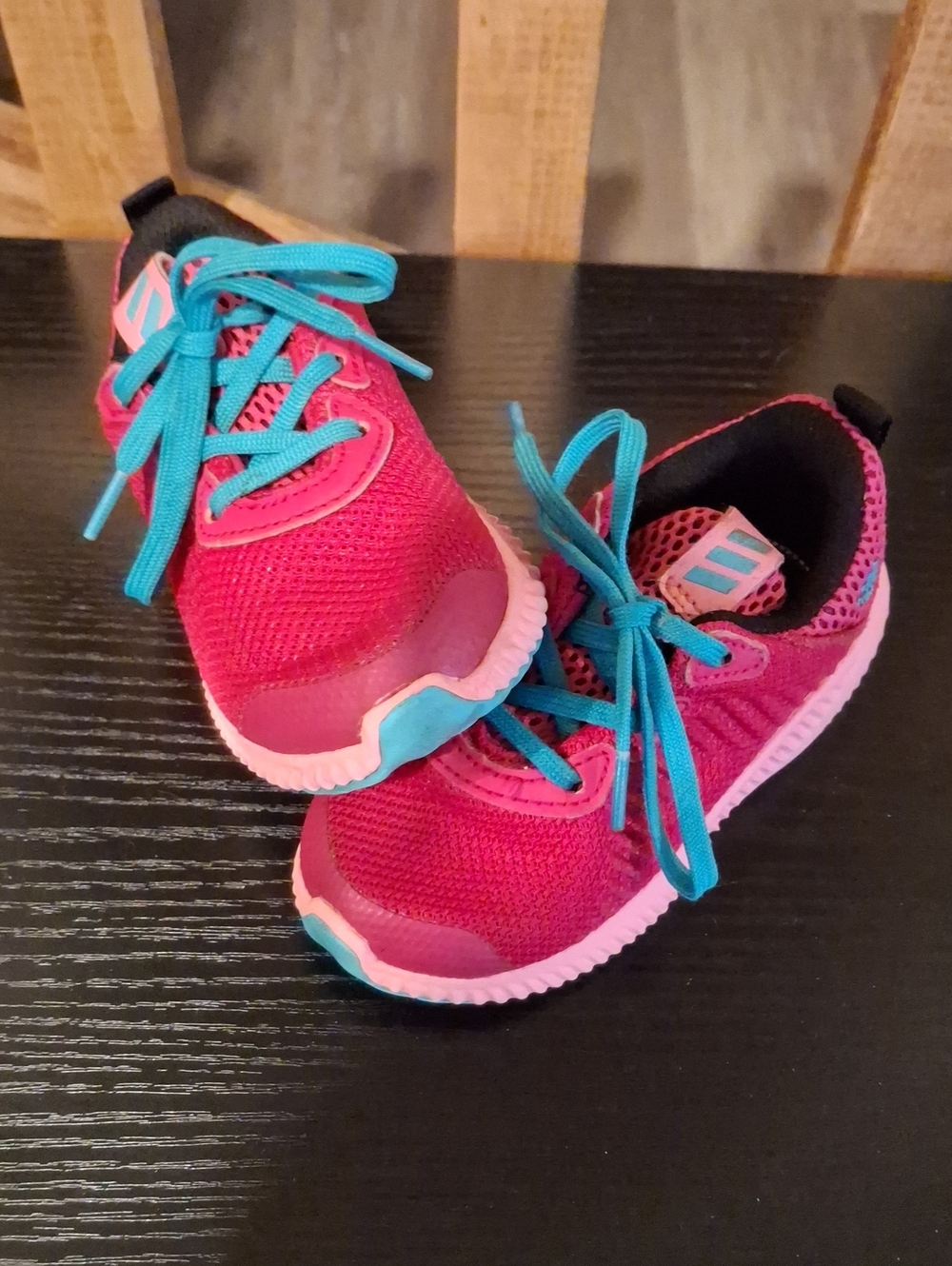 adidas Kids Pink Sneakers with Teal Accents